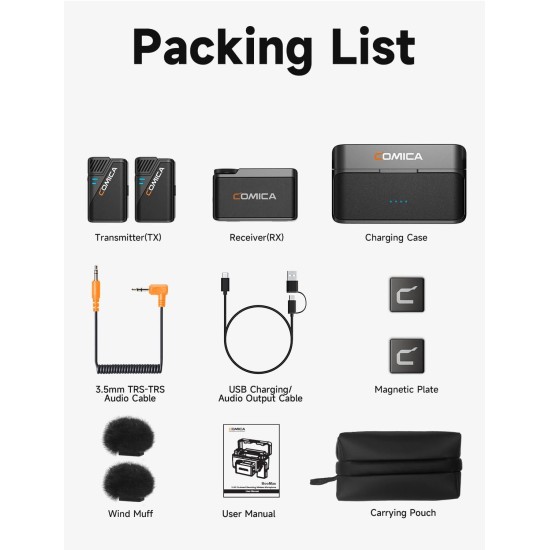 COMICA BooMax 2-Person Wireless Lavalier Microphone System, 32-Bit Float Mic with 32GB Internal Recording